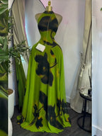 Women's Floral Print O-Neck Mermaid Maxi Dress