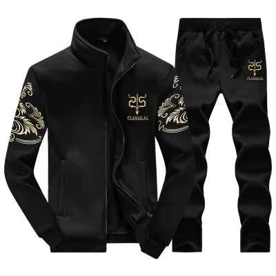 Men's Winter Hooded Plush Thickened Two Piece Set