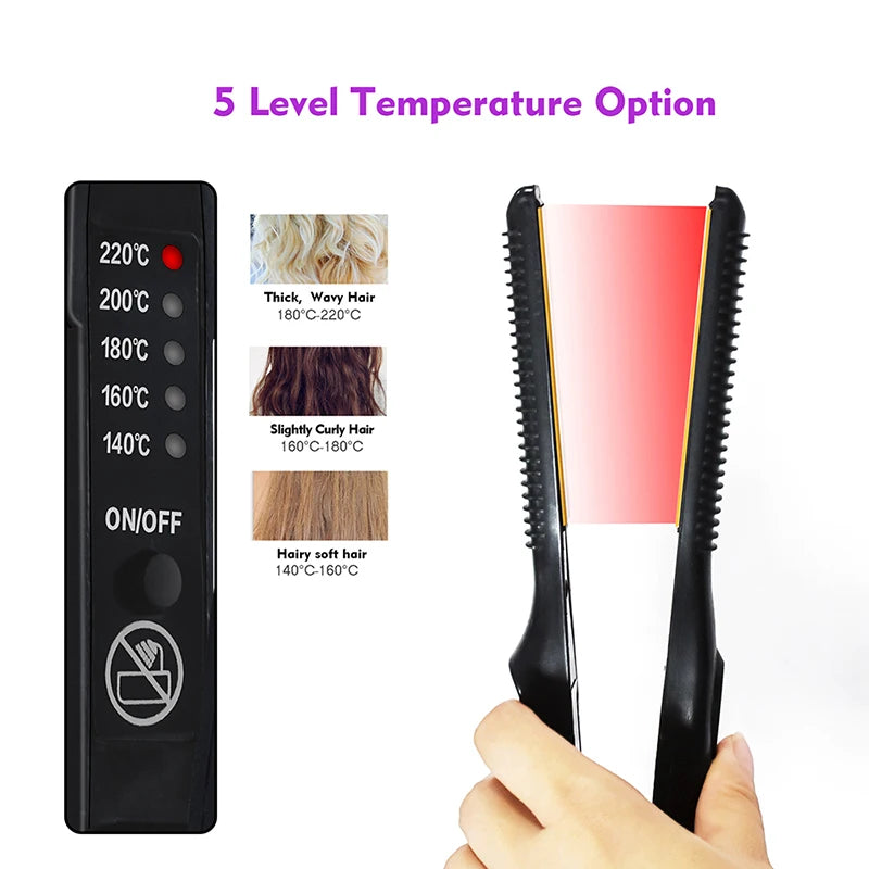 2-in-1 Titanium Mini Flat Iron Curling Iron for Short Hair