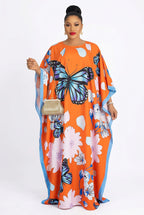 Women's African Traditional Dashiki Print Chiffon Maxi Dress