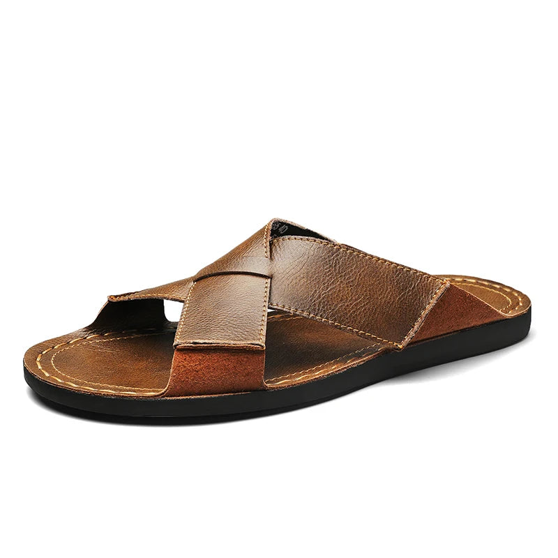 Men's Luxury Handmade Leather Slide Sandals