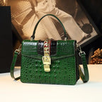 Women's Crocodile Pattern Genuine Leather Handbag Shoulder Tote Bag