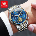 Men's Quartz Skeleton Chronograph Watch with Moon Phase
