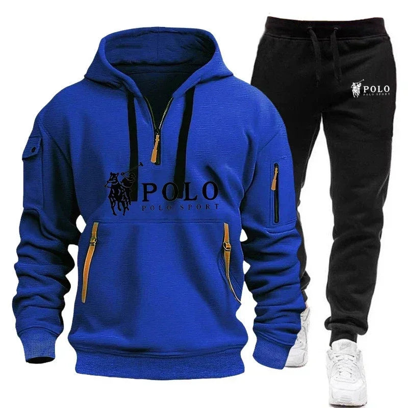 Men's Windproof Hoodie and Pants Two Piece Set
