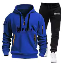 Men's Windproof Hoodie and Pants Two Piece Set