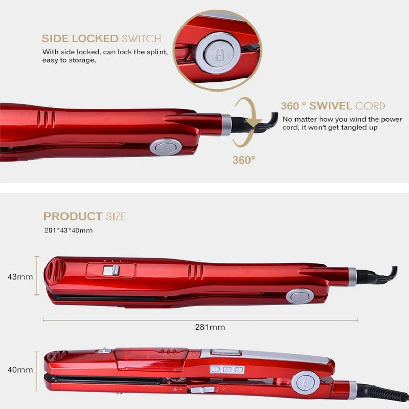 Portable Electric Ceramic Steam Hair Straightener Flat Iron