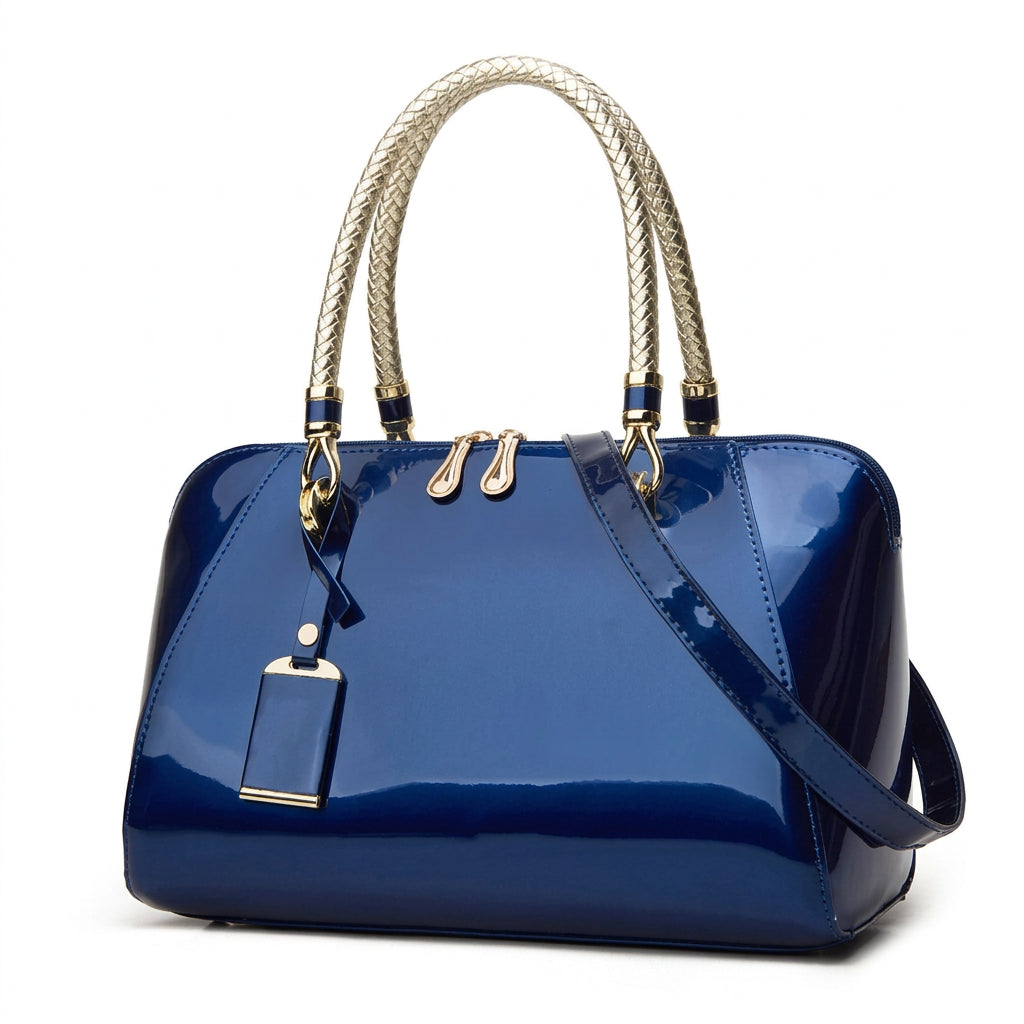 Women's Solid Color PU Leather Handbag Shoulder Tote Bag
