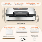 Electric Vacuum Sealer and Food Packaging Machine 130W
