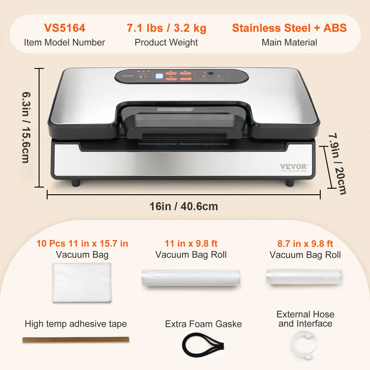 Electric Vacuum Sealer and Food Packaging Machine 130W