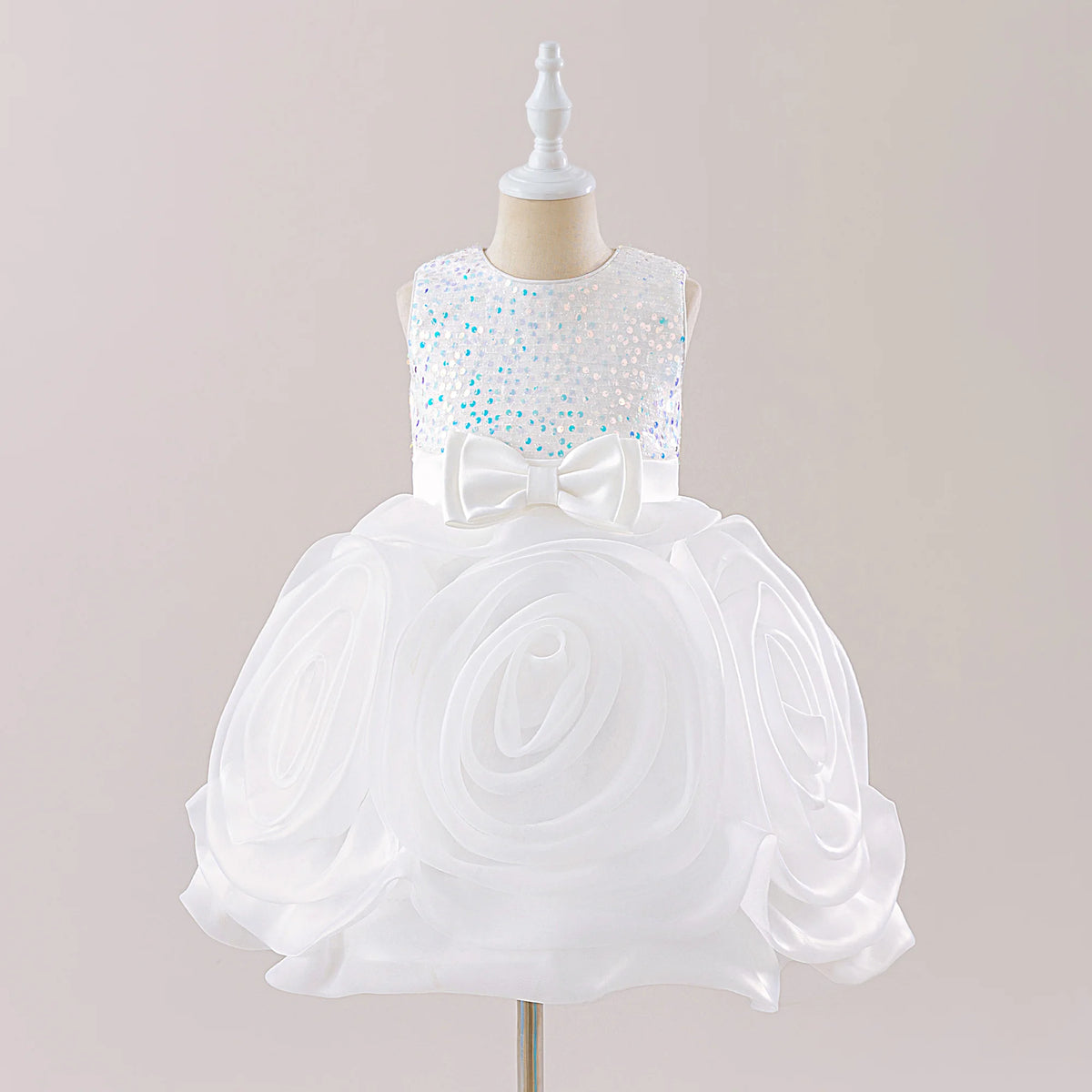 Girls' Sequin 3D Flower Tulle Party Dress