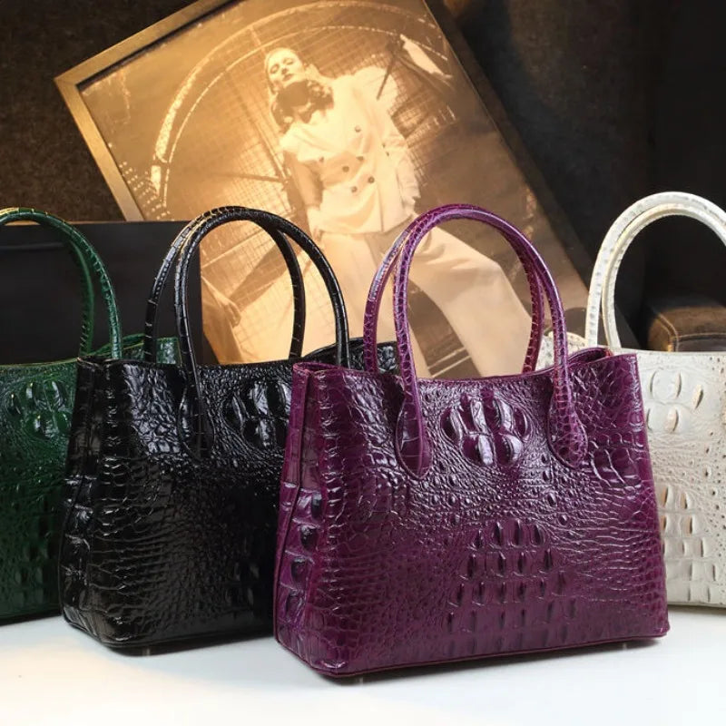 Women's Alligator Pattern Leather Handbag Crossbody Bag
