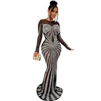 Women's African Fashion Mesh Bodycon Maxi Dress