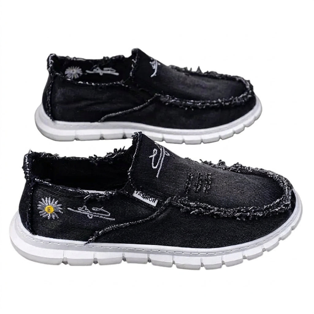 Women's Daisy Embroidery Denim Canvas Sneakers