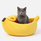 Banana Shaped Plush Cat Bed Cozy Sleeping Nest