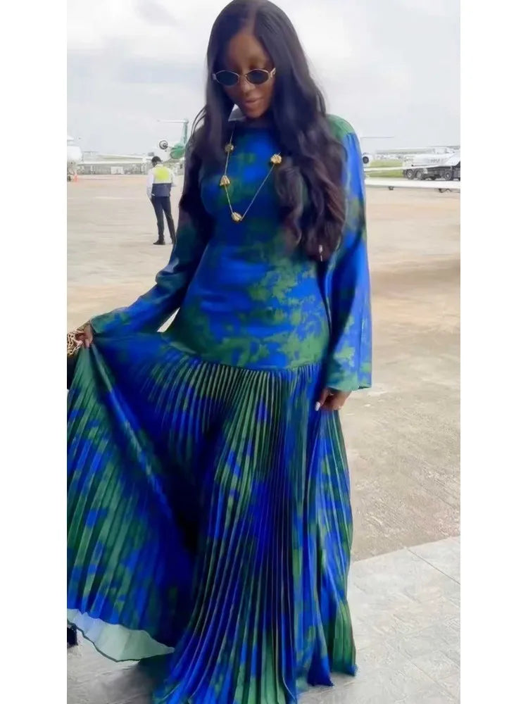 Women's Elegant Dashiki Long Sleeve Maxi Dress