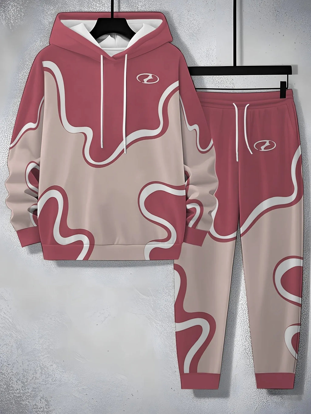 Men's Casual 3D Pattern Print Hoodie Tracksuit Set