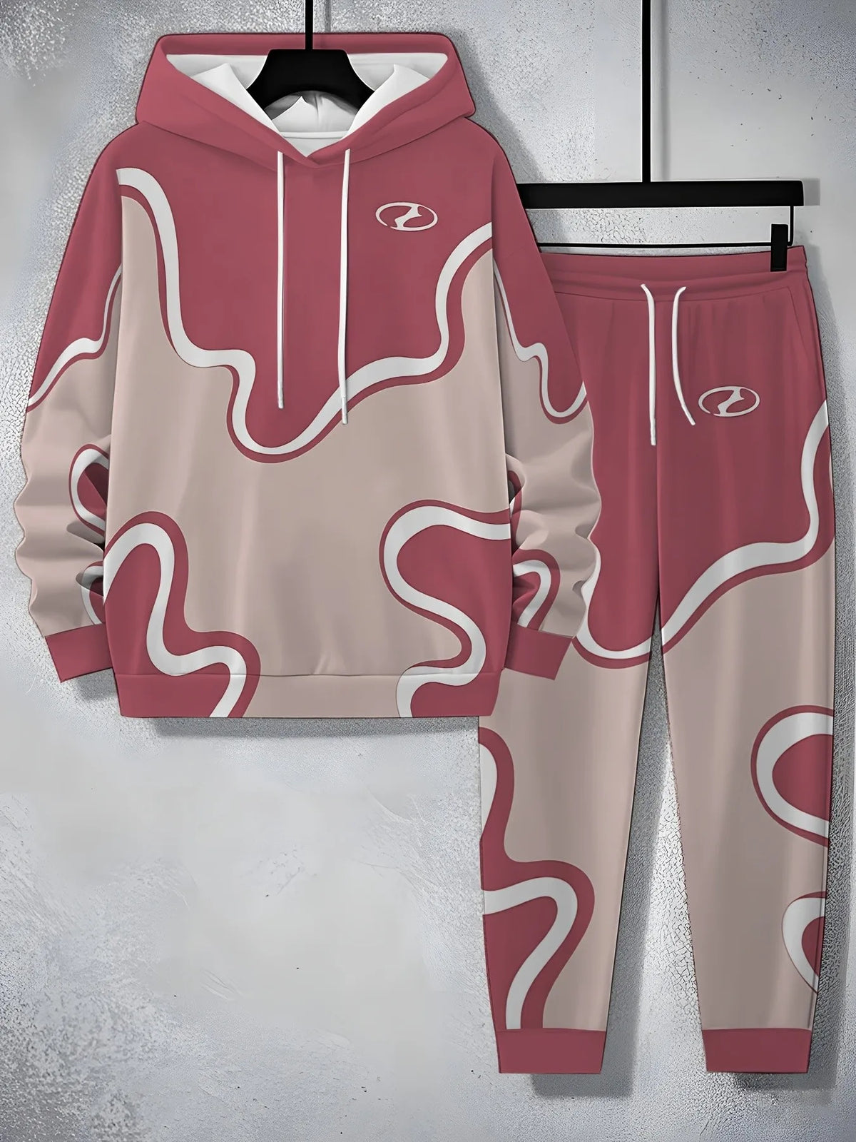 Men's Casual 3D Pattern Print Hoodie Tracksuit Set