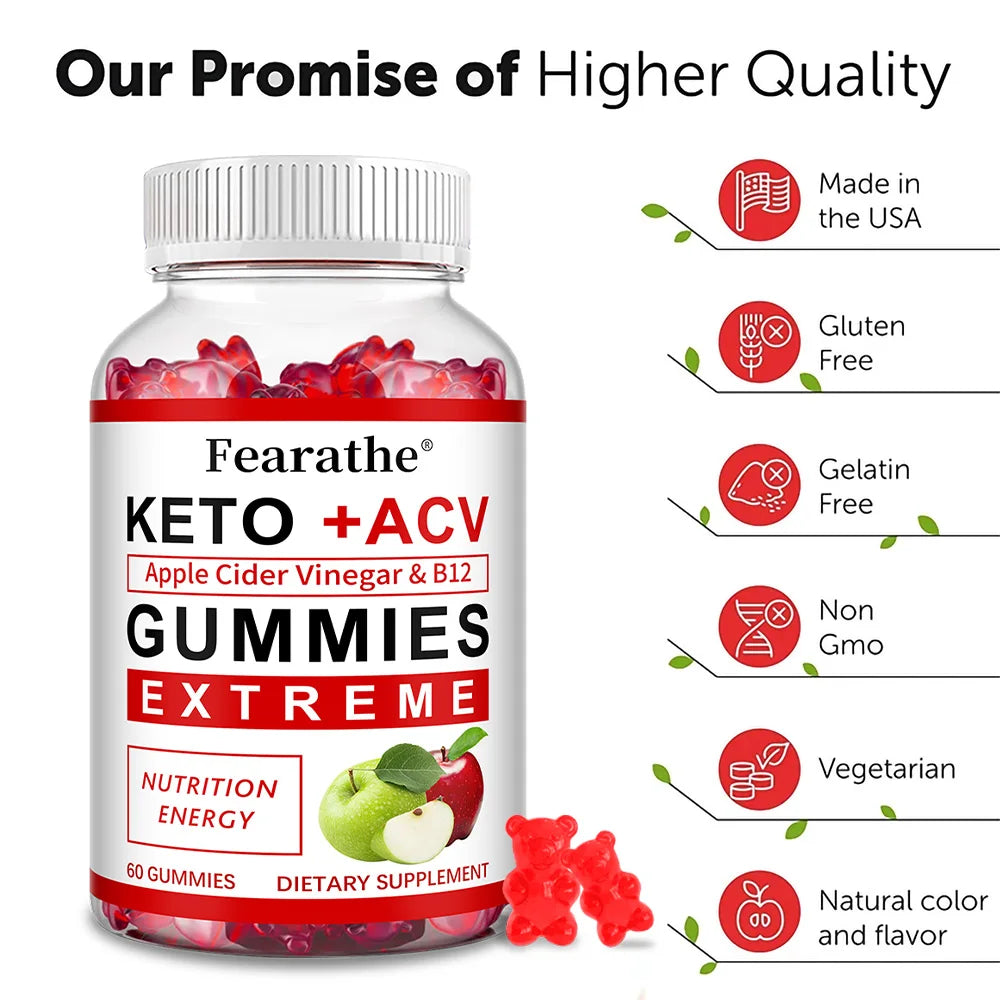Keto Apple Cider Vinegar Metabolism Immune Dietary Supplement Gummies