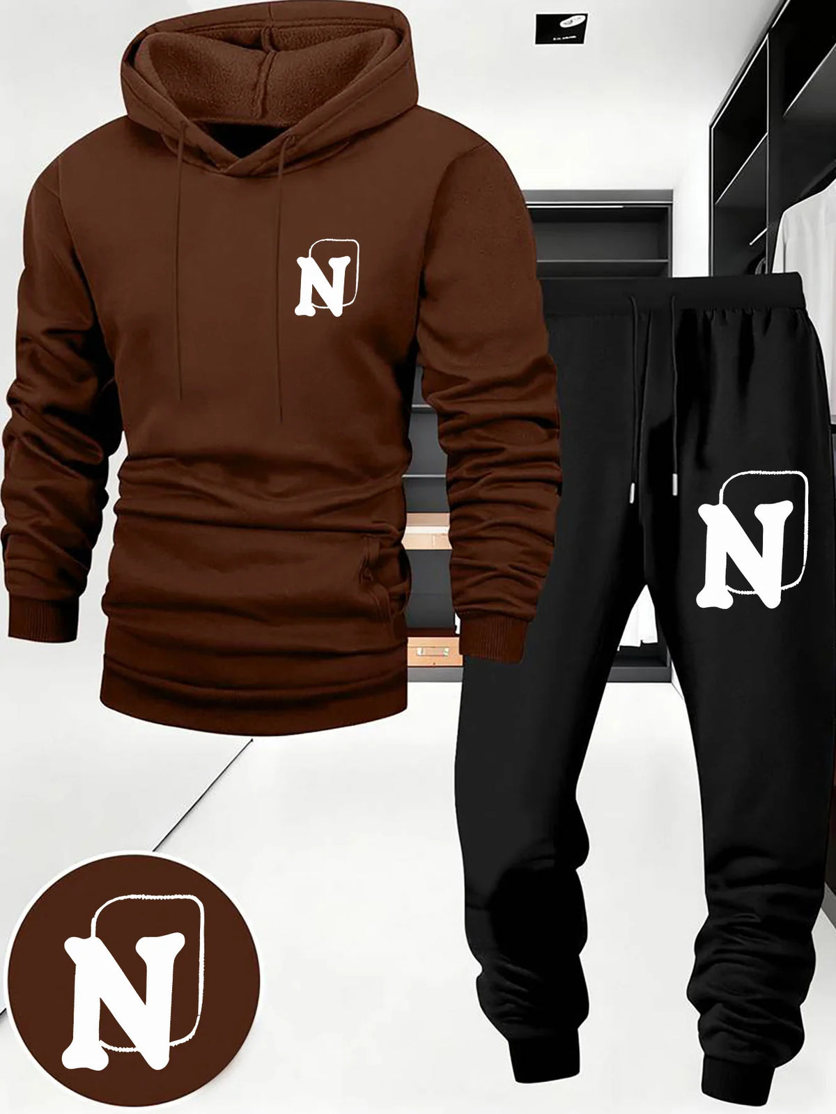 Men's Graphic Print Hoodie and Jogger Tracksuit Set
