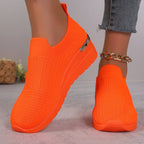 Women's Leopard Print Knitted Slip-On Wedge Sneakers