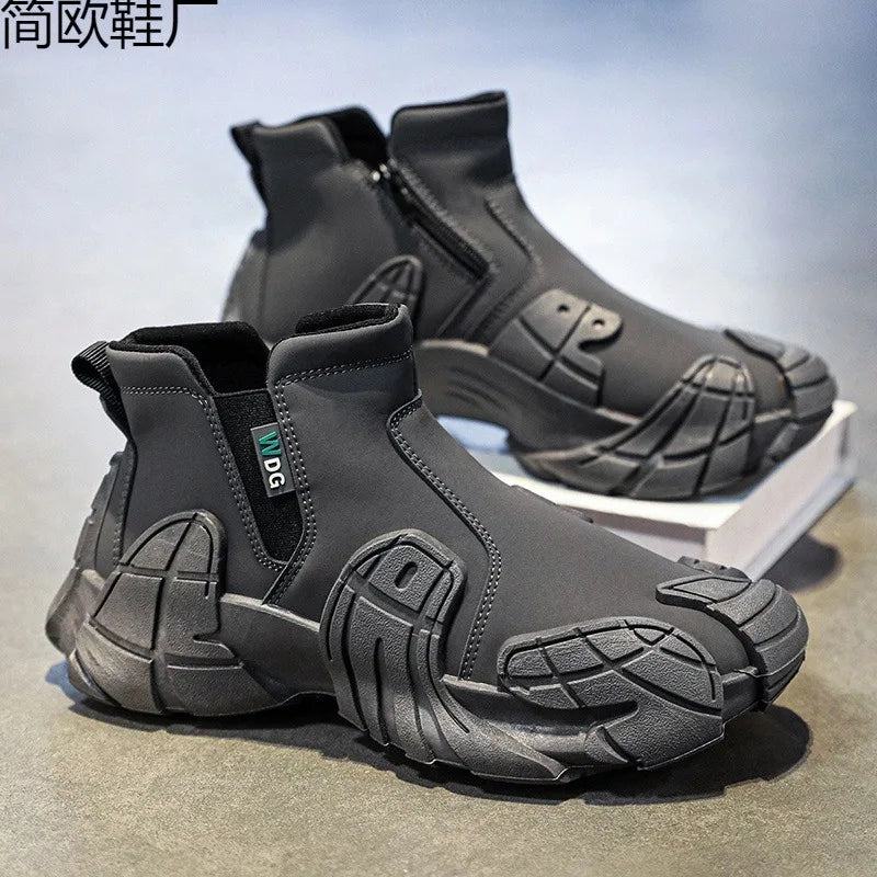 Men's High-Top Side-Zipper Work Casual Boots