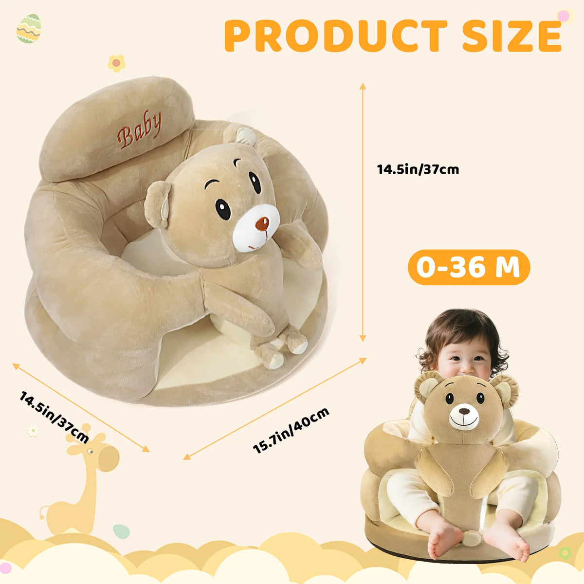 Plush Animal Baby Floor Learning Support Seat Chair