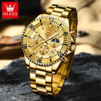 Men's Gold Quartz Stainless Steel Watch with Date