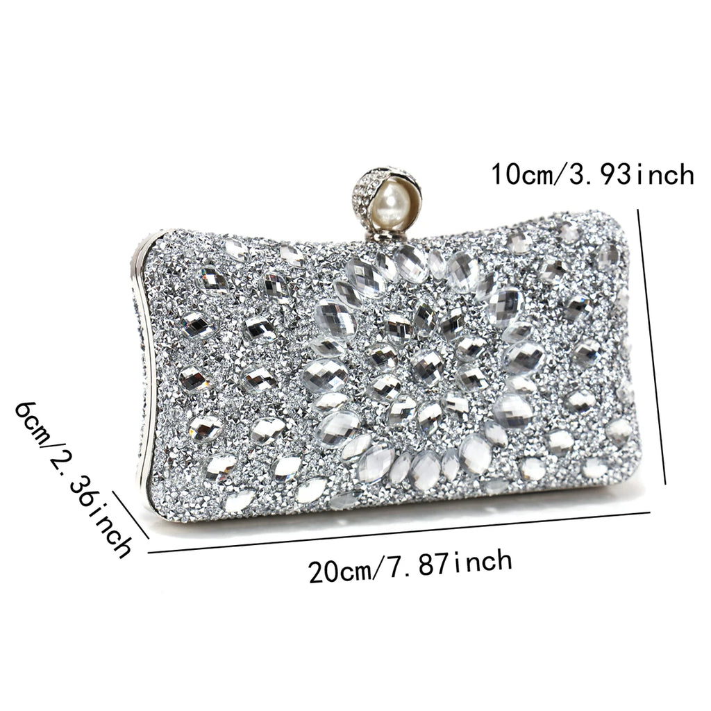 Women's Luxury Pearl Rhinestone Evening Clutch Bag