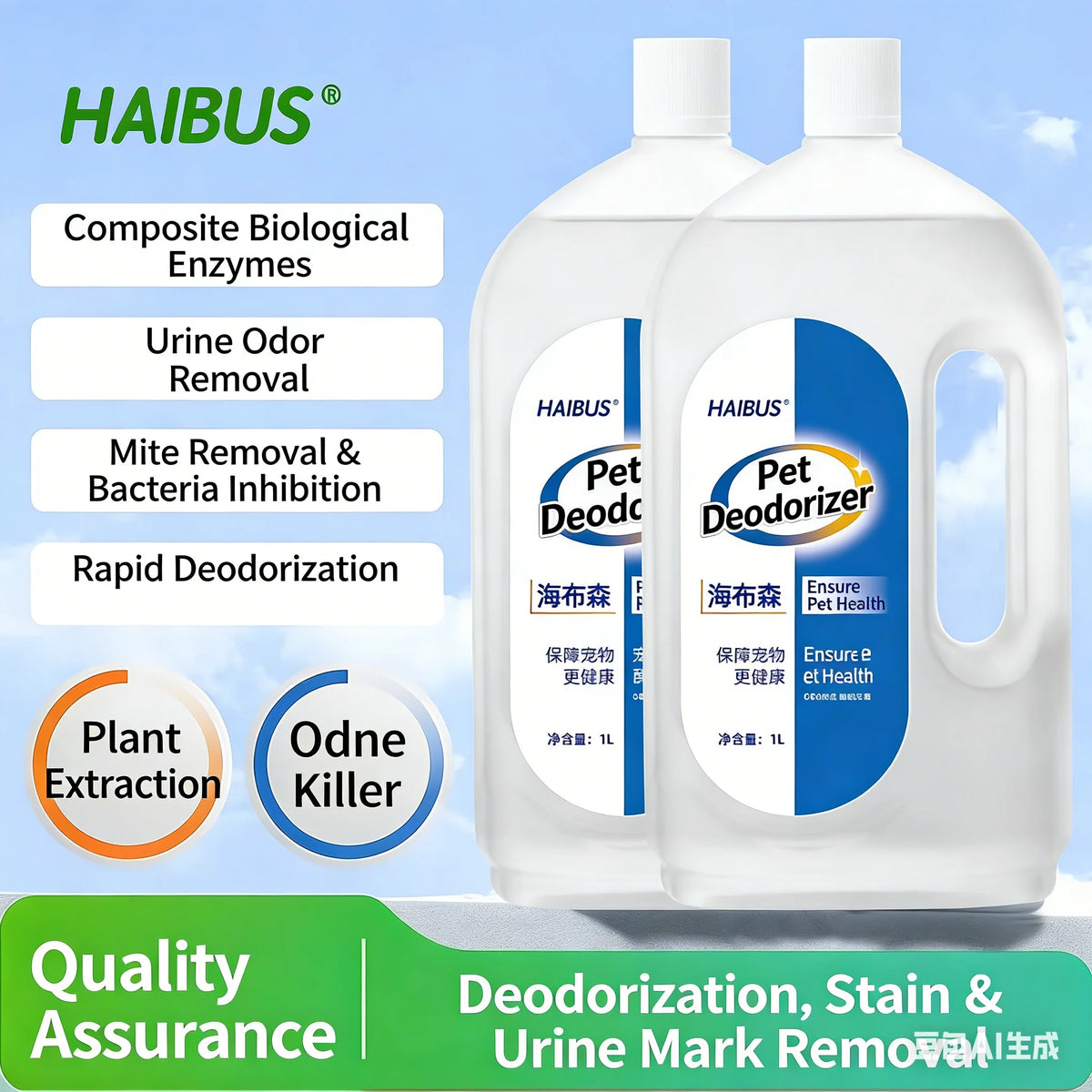 Biological Enzyme Pet Odor Remover for Cats Dogs