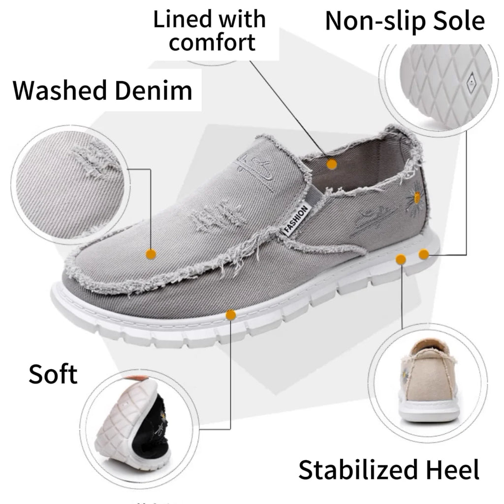 Women's Daisy Embroidery Denim Canvas Sneakers