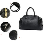 Women's Snake Pattern Cowhide Leather Shoulder Tote Bag