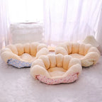 Warm Fluffy Plush Basket House Bed for Cats Dogs
