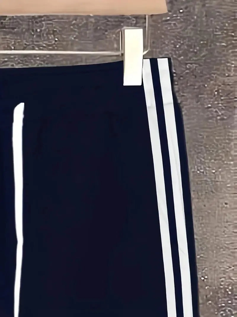 Men's 3D Striped Pattern Print Hoodie and Pants Two-Piece Set