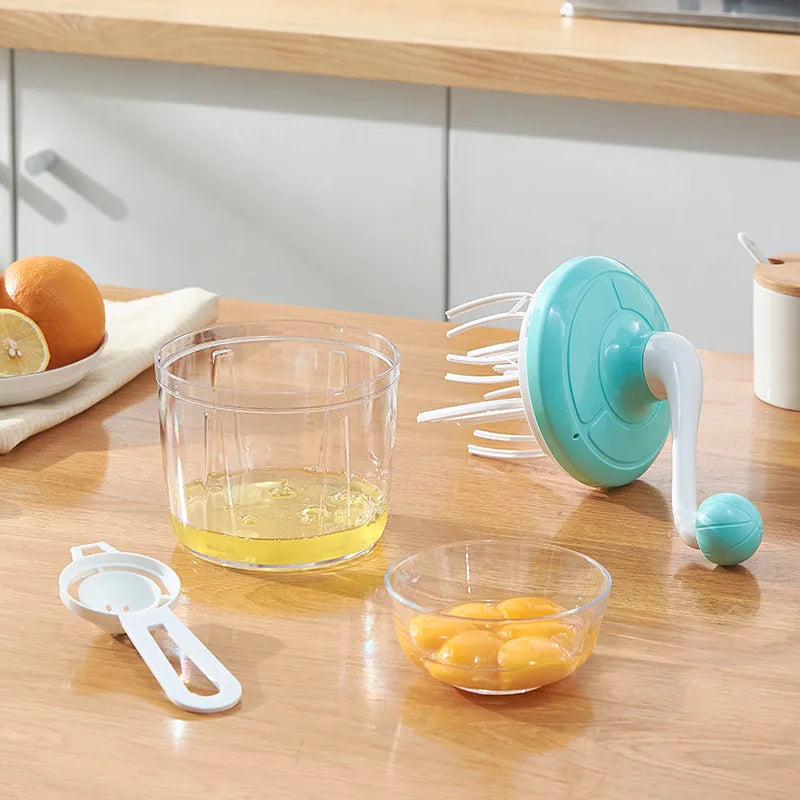 Manual Semi-Automatic Egg Beater with 6-Axis Whisk