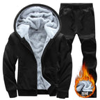 Men's Winter Hooded Plush Thickened Two Piece Set