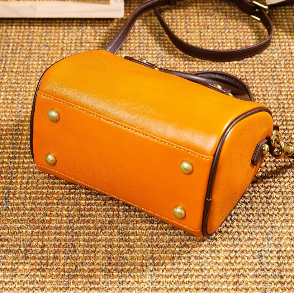 Women's Vintage Boston Genuine Leather Shoulder Handbag