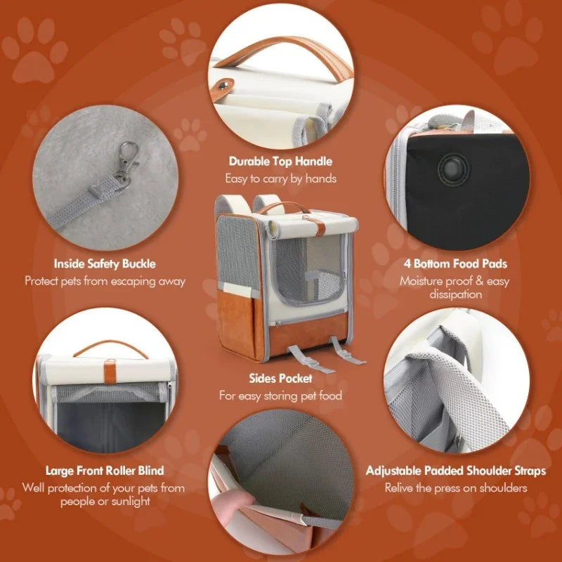 Large Capacity Breathable Pet Carrier Backpack for Cats Dogs