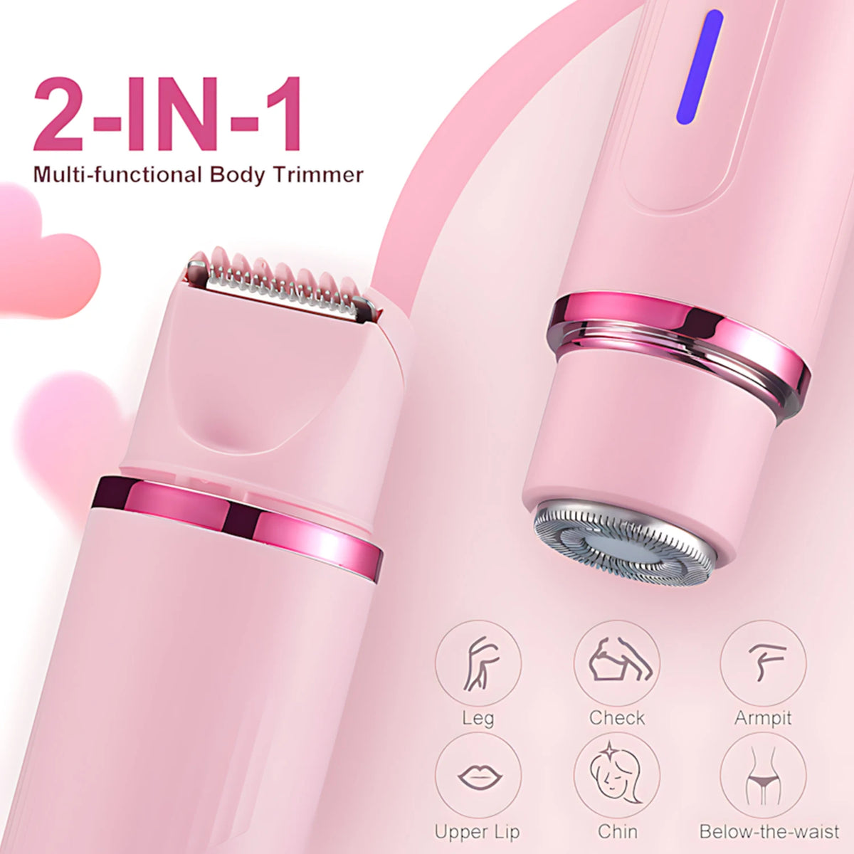 Women Dual-Head 2-in-1 Electric Shaver Hair Trimmer Epilator RQ-3016