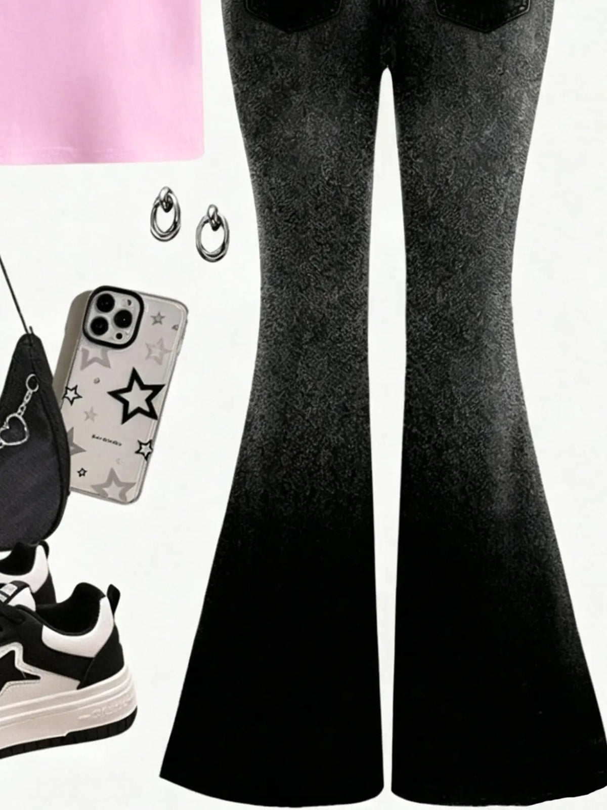 Girls' Anime Print T-Shirt and Flared Pants Set