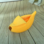 Banana Shaped Plush Cat Bed Cozy Sleeping Nest