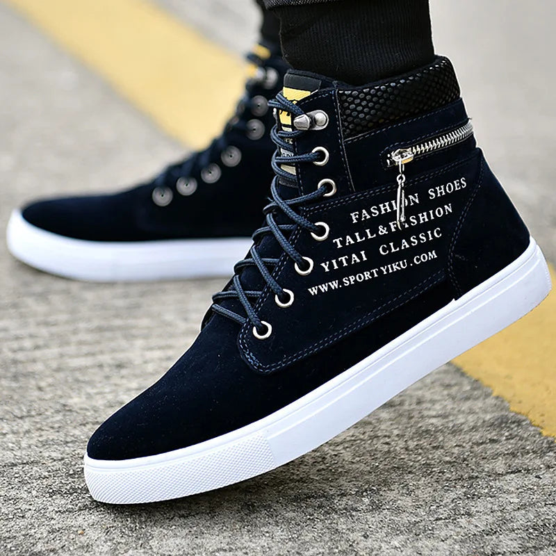 Men's High-Top Lace-Up Platform Sneakers