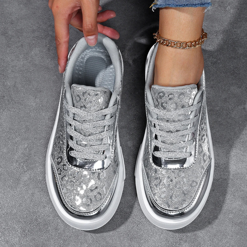 Women's Rainbow Gradient Glossy Platform Skate Sneakers