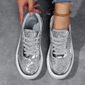 Women's Rainbow Gradient Glossy Platform Skate Sneakers