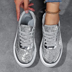Women's Rainbow Gradient Glossy Platform Skate Sneakers