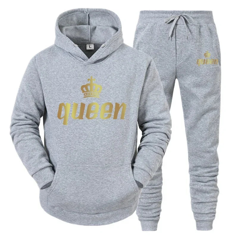 King & Queen Couple Hoodie and Jogger Pants Set