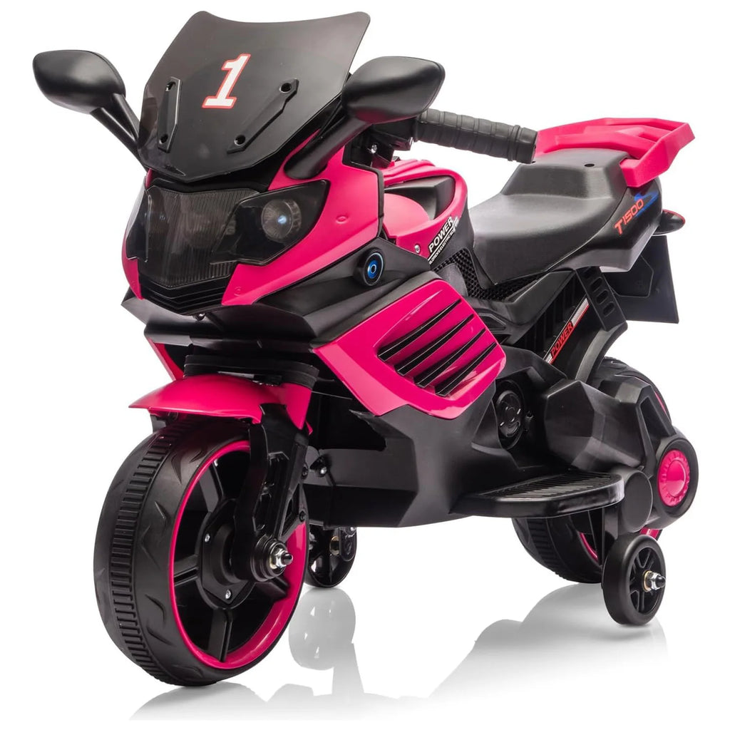 Kids 6V Electric Motorcycle Ride-On Toy with Training Wheels