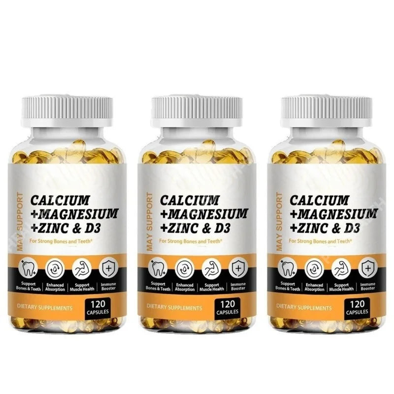 Calcium Magnesium Zinc Vitamin D3 Bone Muscle Support Dietary Supplement Capsules
