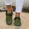 Women's Solid Lace-Up Flat Loafers Comfortable Casual Shoes