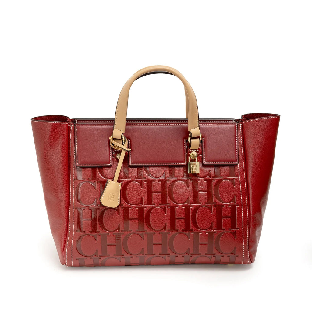 Women's Embossed Letter Shopper Shoulder Tote Bag