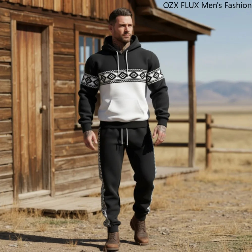 Men's Waffle Suede Hoodie and Joggers Two-Piece Set